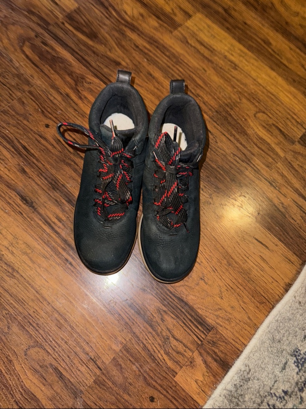 UGG Waterproof Black Ankle Boots with Red-Accent Laces